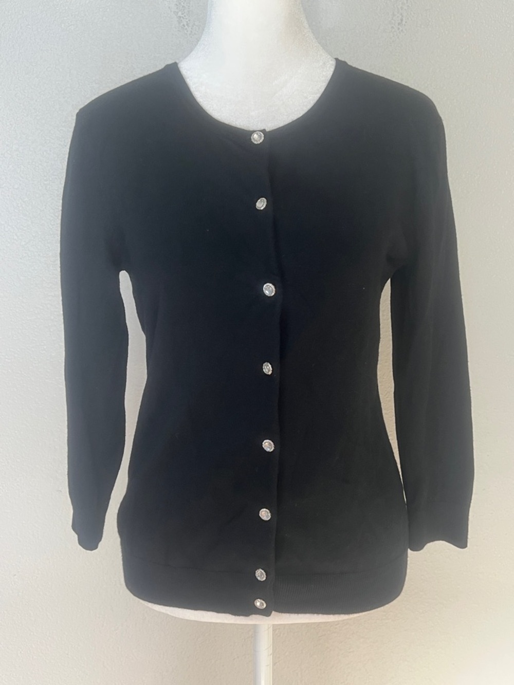 Cable & Gauge Cardigan Sweater Long Sleeve Black Estimated Size XS